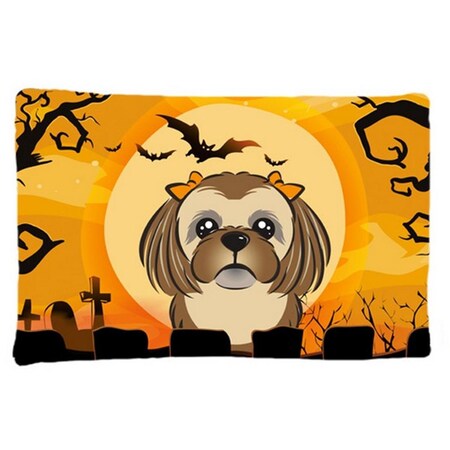 Carolines Treasures Halloween Chocolate Brown Shih Tzu Fabric Standard Pillowcase BB1807PILLOWCASE